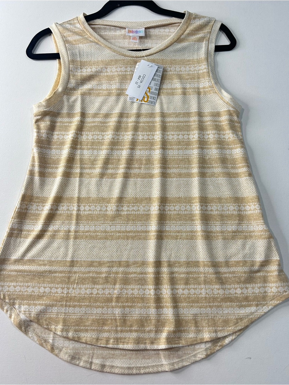 LuLaRoe Sleeveless Striped Tank - Cream & Tan